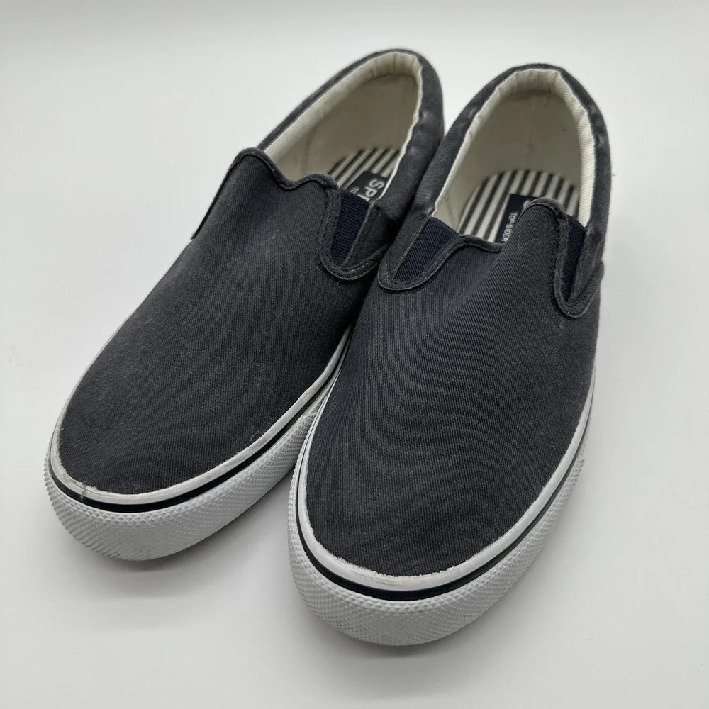 Sperry Slip On Shoes Mens 9.5 Gray‎ Canvas Top-Sider Casual Boat Nautical